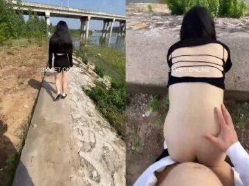 Về quê ăn tết gặp em hàng xóm ny cũ dẫn ra suối bú