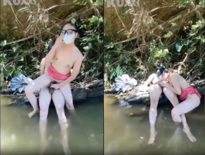 Cap doi live chich public ngoai suoi cuc dam duc